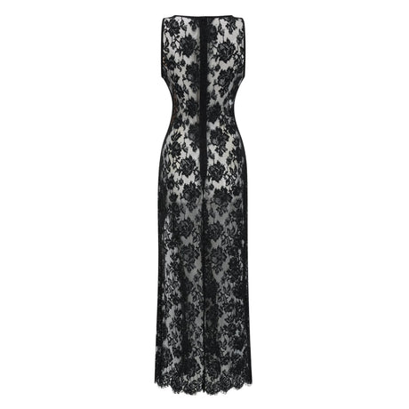 Michela Maxi Dress Black Semi Sheer Lace