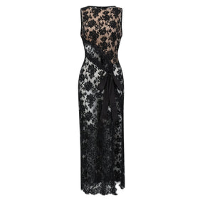 Olesya Black Semi Sheer Lace Maxi Dress
