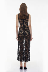 Olesya Black Semi Sheer Lace Maxi Dress