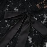 Olesya Black Semi Sheer Lace Maxi Dress