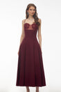 Olesya Burgundy Floral Embroidered Maxi Dress