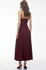 Olesya Burgundy Floral Embroidered Maxi Dress