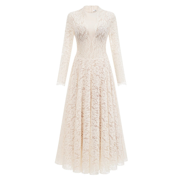 Oliana Ivory Lace Maxi Gown