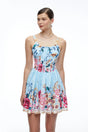 Olivette Blue Floral Ruched Mini Dress