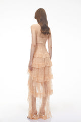 Olivia Orange Lace Maxi Dress with Ruffled Trim