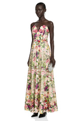 Oliwia Pink Off Shoulder Floral Embroidered Maxi Dress