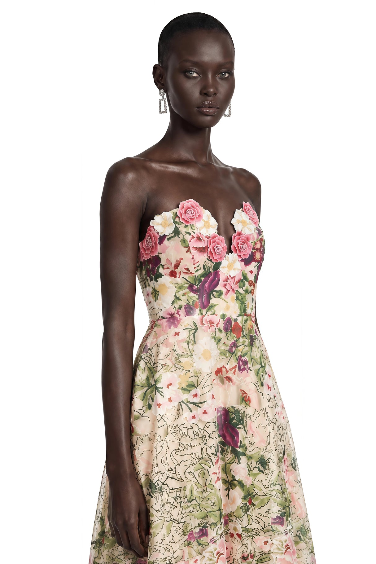 Oliwia Pink Off Shoulder Floral Embroidered Maxi Dress