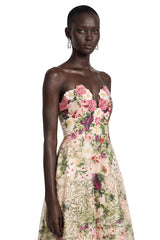 Oliwia Pink Off Shoulder Floral Embroidered Maxi Dress