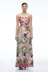 Oliwia Pink Off Shoulder Floral Embroidered Maxi Dress