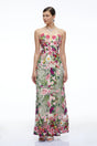 Oliwia Pink Off Shoulder Floral Embroidered Maxi Dress