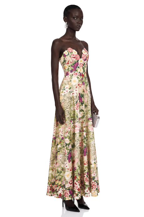 Simona Maxi Dress Pink Off Shoulder Floral Embroidered