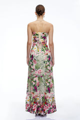 Oliwia Pink Off Shoulder Floral Embroidered Maxi Dress