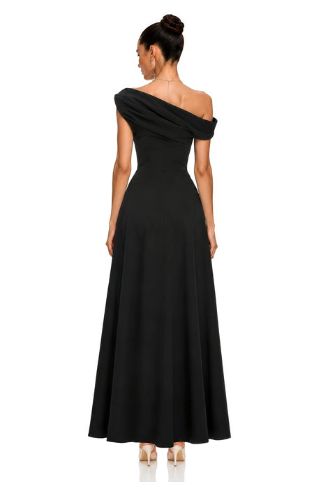 Cecilia Maxi Dress Black Off Shoulder Ruched
