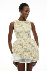 Olympia Green Sleeveless Floral Print Mini Dress