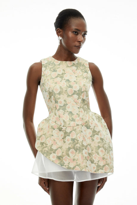 Madelyn Mini Dress Green Sleeveless Floral Print