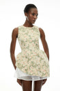 Olympia Green Sleeveless Floral Print Mini Dress