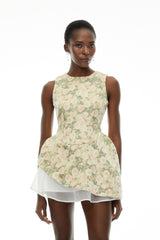 Olympia Green Sleeveless Floral Print Mini Dress