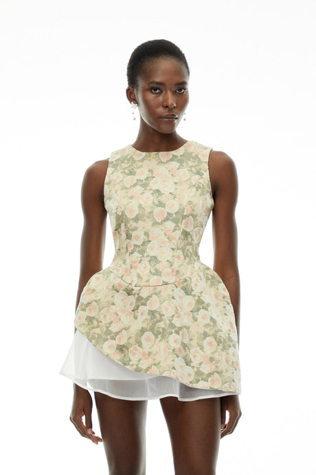 Madelyn Mini Dress Green Sleeveless Floral Print