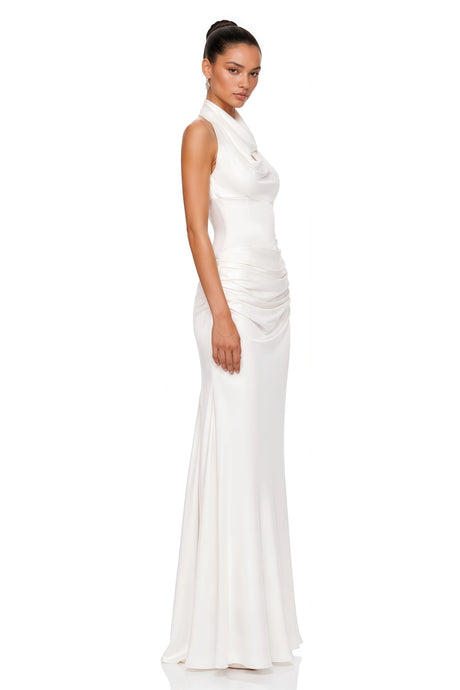 Annamaria Maxi Dress White Draped Halterneck