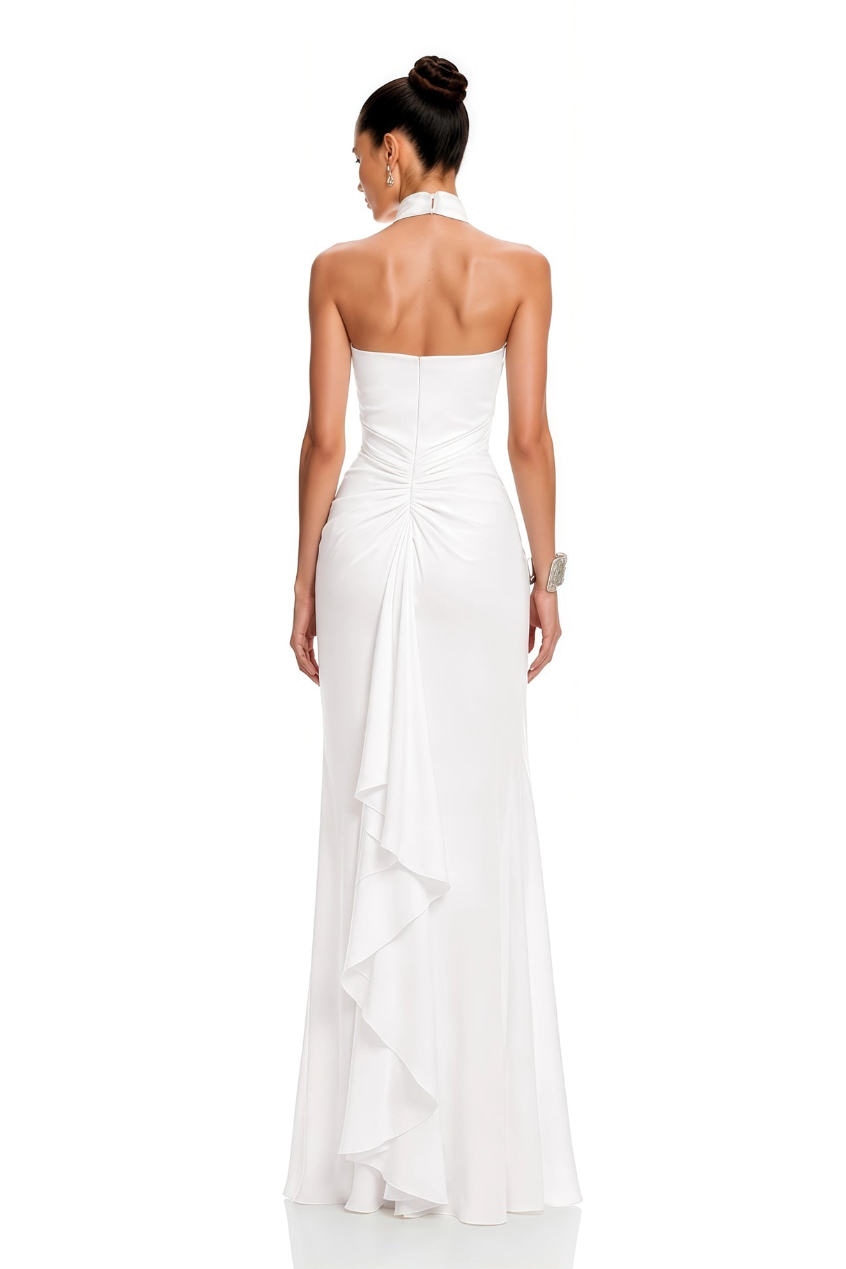 Olympia White Draped Halterneck Maxi Dress