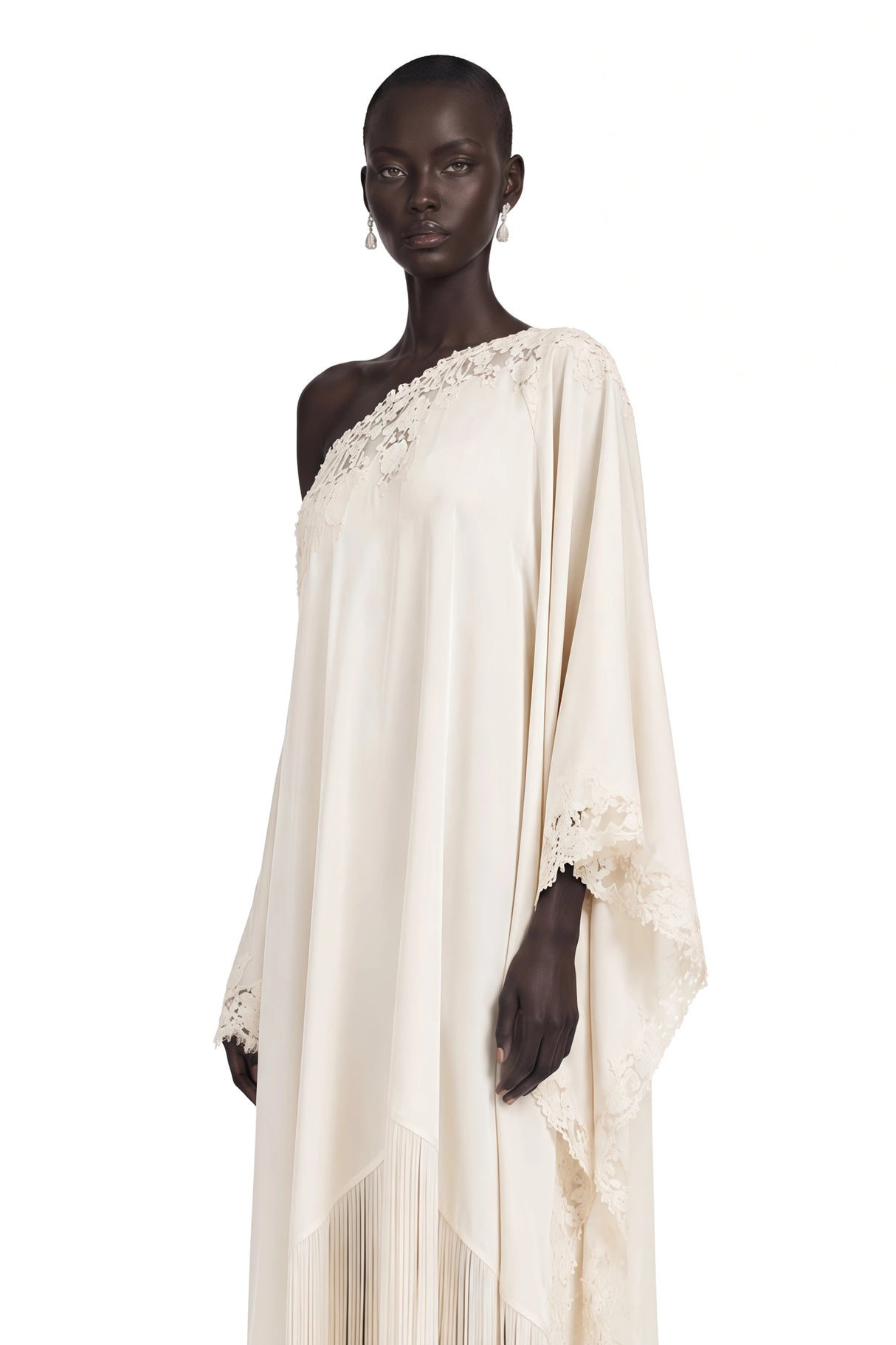 Ombeline White Asymmetrical Maxi Dress with Fringe