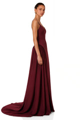 Omphile Red Asymmetrical Ruched Maxi Dress