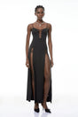 Oona Black CutOut Maxi Dress with High Slit