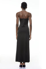 Oona Black CutOut Maxi Dress with High Slit