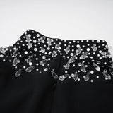 Oona Black Embellished Flared Maxi Gown
