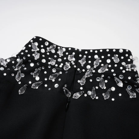 Dorotea Black Embellished Flared Maxi Gown