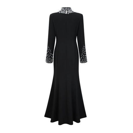Dorotea Black Embellished Flared Maxi Gown