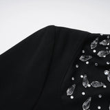 Oona Black Embellished Flared Maxi Gown
