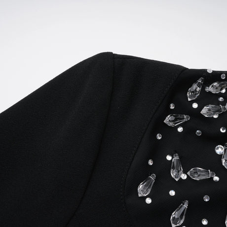 Dorotea Black Embellished Flared Maxi Gown