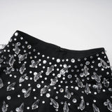 Oona Black Embellished Flared Maxi Gown