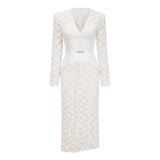 Oona White Floral Lace Pencil Midi Dress