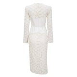 Oona White Floral Lace Pencil Midi Dress
