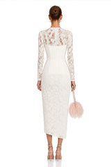 Oona White Floral Lace Pencil Midi Dress