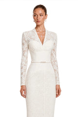 Oona White Floral Lace Pencil Midi Dress