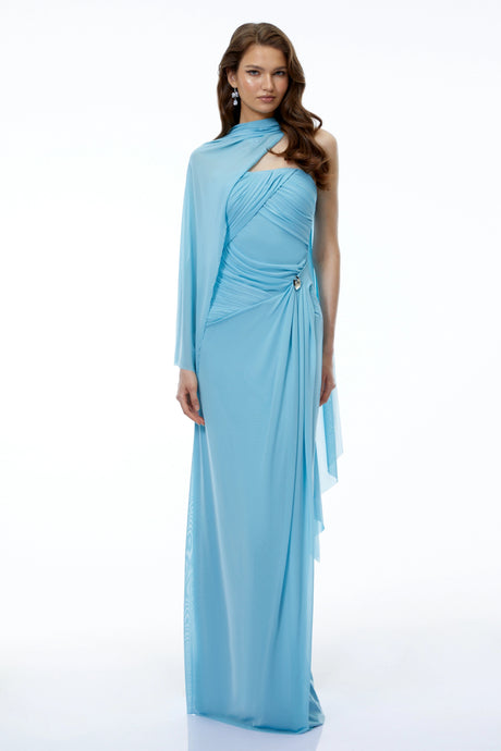 Primula Maxi Dress Blue Off Shoulder Ruched
