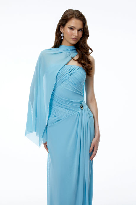 Primula Maxi Dress Blue Off Shoulder Ruched
