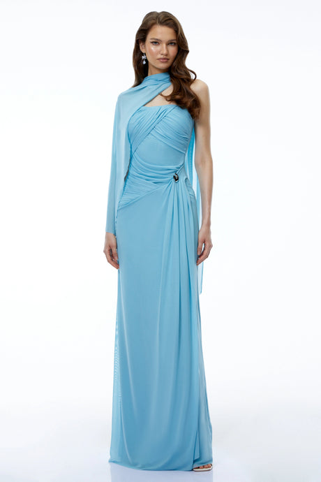 Primula Maxi Dress Blue Off Shoulder Ruched