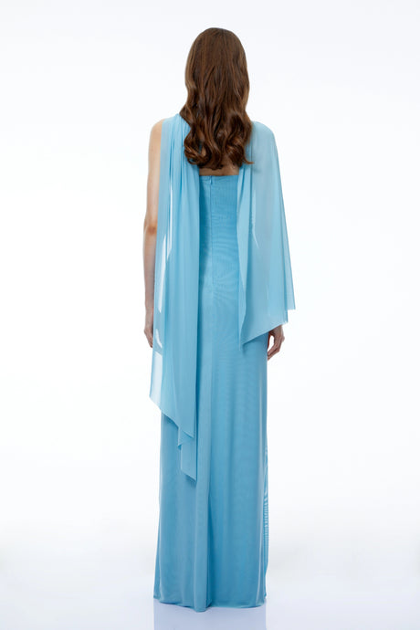 Primula Maxi Dress Blue Off Shoulder Ruched