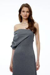 Ophelia Grey Off Shoulder Bodycon Maxi Dress