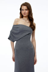 Ophelia Grey Off Shoulder Bodycon Maxi Dress