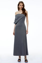 Ophelia Grey Off Shoulder Bodycon Maxi Dress