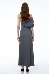 Ophelia Grey Off Shoulder Bodycon Maxi Dress