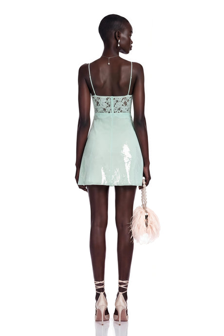 Ester Mini Dress Mint Green Lace Bustier Sequin