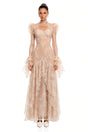 Ophelia Neutral Mock Neck Lace Maxi Dress