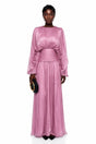Ophelia Pink Pleated Glossy Maxi Dress