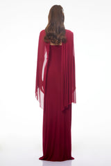 Ophelia Red Off Shoulder Ruched Maxi Dress